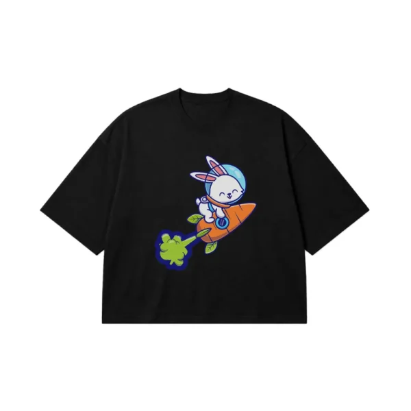 تیشرت باکسی خرگوش فضانورد طرح هویج (Bunny Astronaut) کد 19218