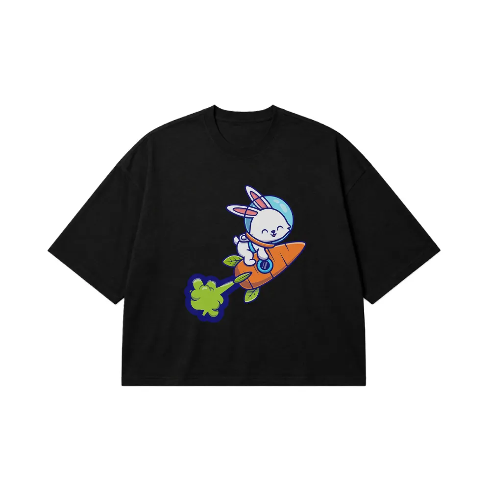 تیشرت باکسی خرگوش فضانورد طرح هویج (Bunny Astronaut) کد 19218