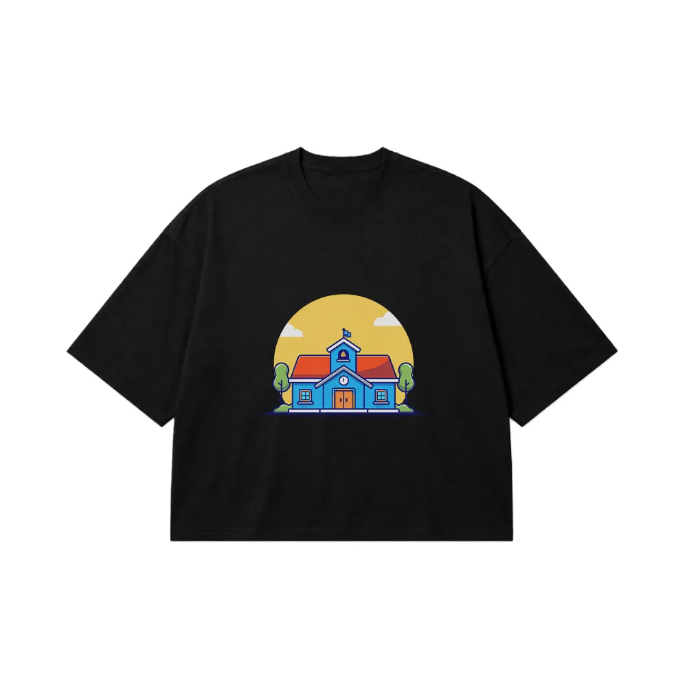 تیشرت باکسی مدرسه طرح ساختمان کد 19225