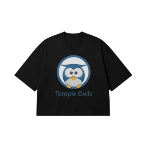 تیشرت باکسی جغد طرح Temple Owls آبی کد 19320