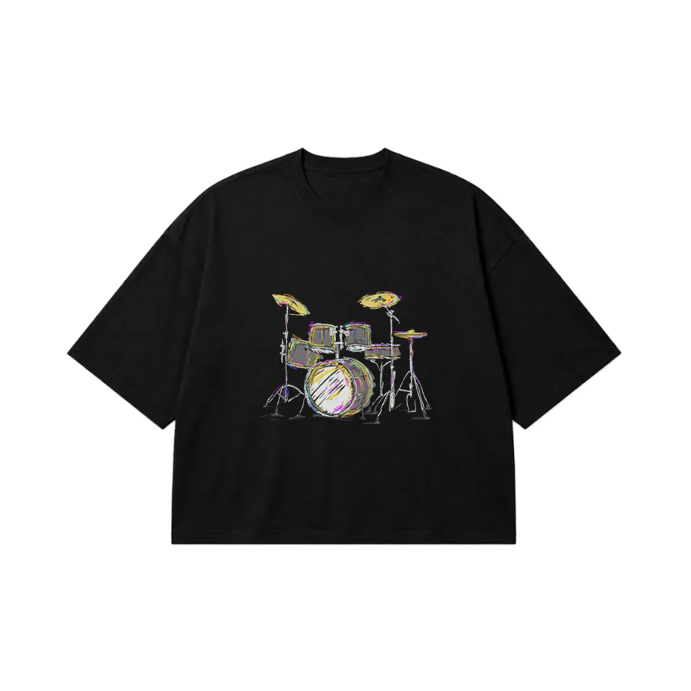 تیشرت باکسی طرح ست درامز رنگی کد 19575