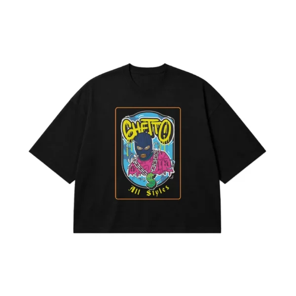 تیشرت باکسی گنگستری طرح Ghetto All Styles کد 1959