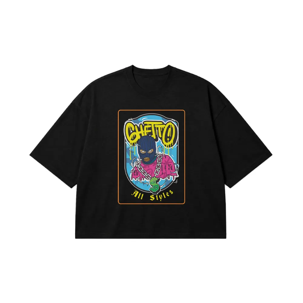 تیشرت باکسی گنگستری طرح Ghetto All Styles کد 1959
