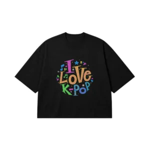 تیشرت باکسی طرح I Love K-Pop کد 19596
