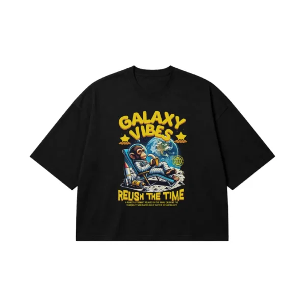 تیشرت باکسی فضانورد طرح میمون Galaxy Vibes کد 19612