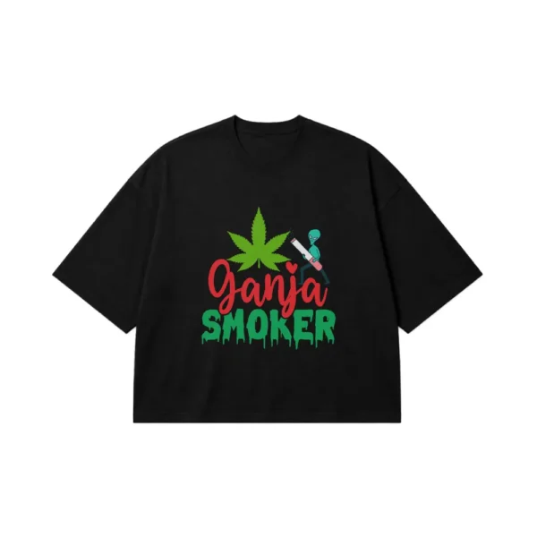 تیشرت باکسی طرح برگ شاهدانه Ganja Smoker کد 19631