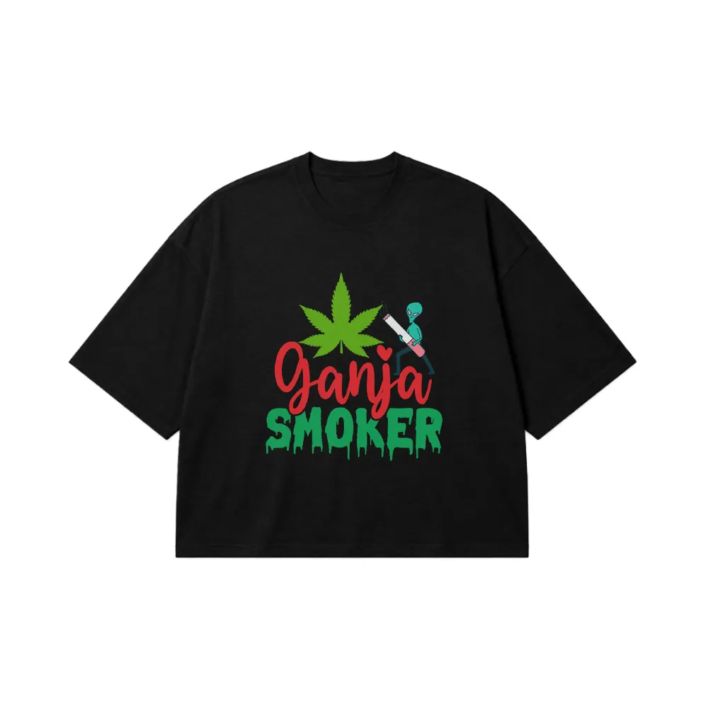 تیشرت باکسی طرح برگ شاهدانه Ganja Smoker کد 19631