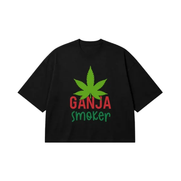 تیشرت باکسی طرح برگ شاهدانه Ganja Smoker کد 19633