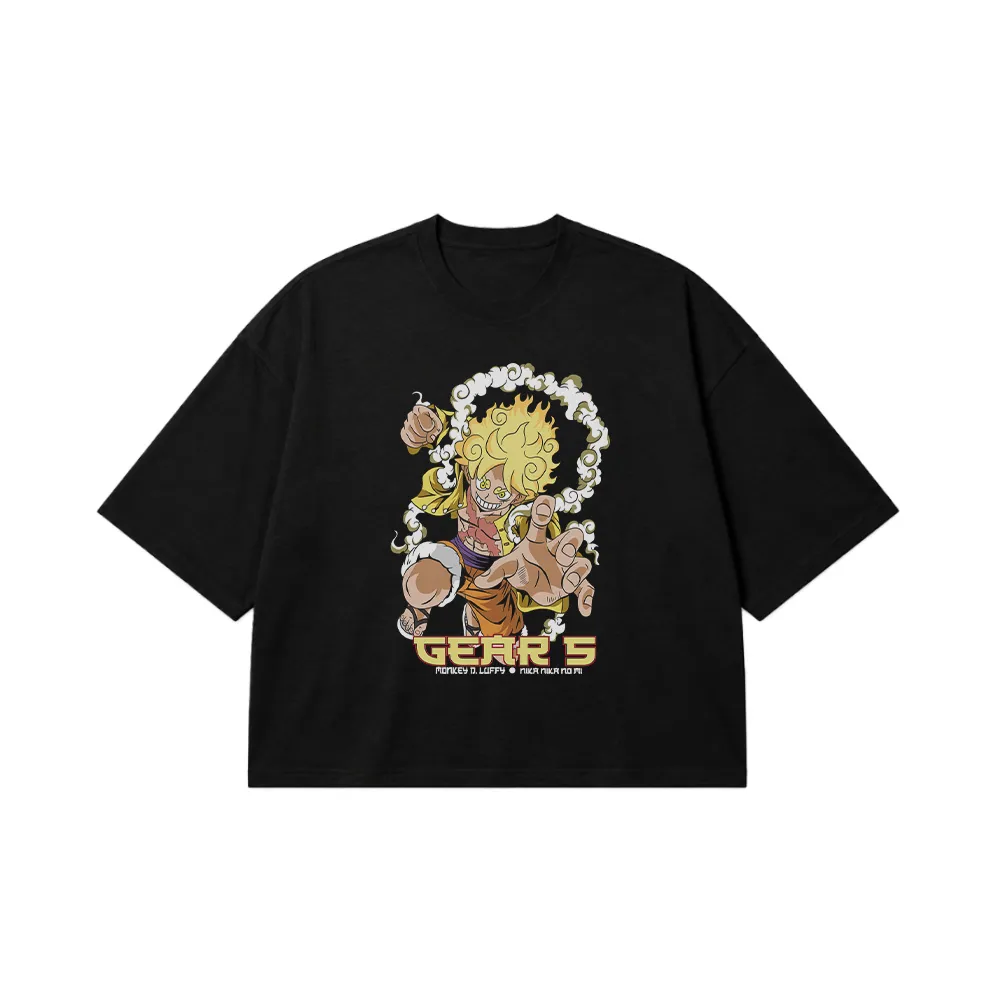 تیشرت باکسی انیمه وان پیس طرح لوفی گیر ۵ رنگی (Gear 5 Luffy) کد 19651