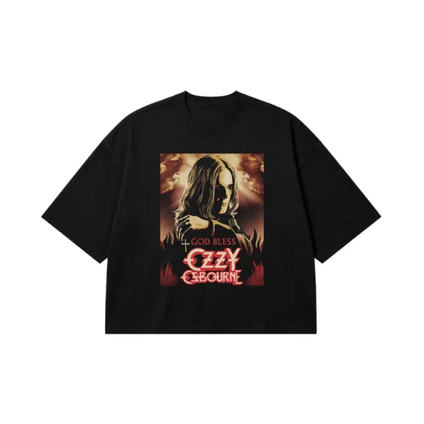 تیشرت باکسی آزی آزبورن طرح God Bless (Ozzy Osbourne) کد 19795