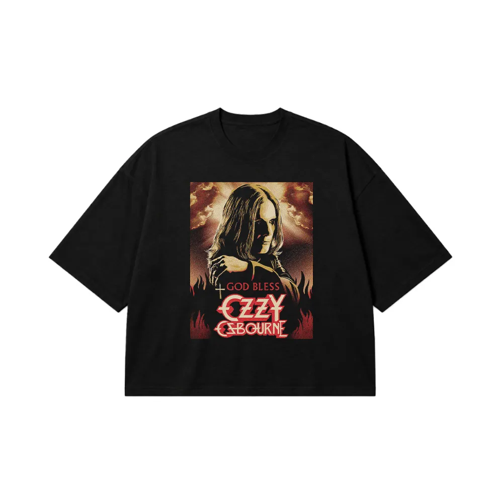 تیشرت باکسی آزی آزبورن طرح God Bless (Ozzy Osbourne) کد 19795