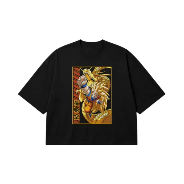 تیشرت باکسی انیمه دراگون بال طرح گوکو و شنرون (Goku & Shenron) کد 19824