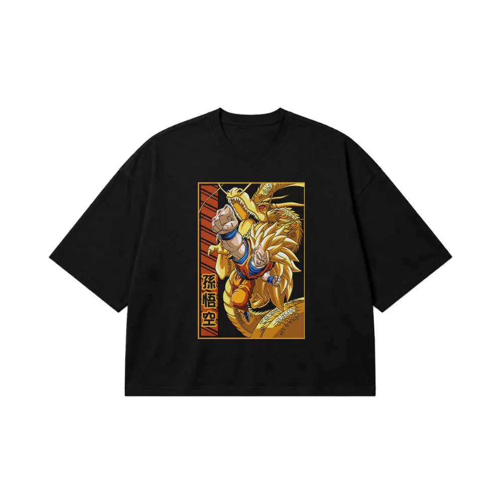 تیشرت باکسی انیمه دراگون بال طرح گوکو و شنرون (Goku & Shenron) کد 19824