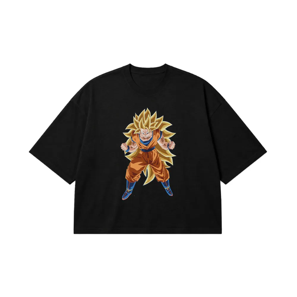 تیشرت باکسی انیمه دراگون بال طرح گوکو سوپر سایان ۳ (SSJ3 Goku) کد 19830