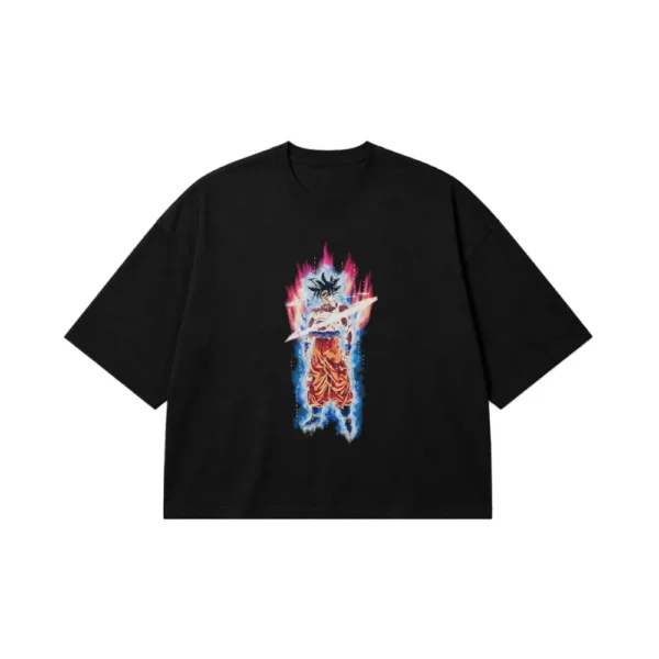 تیشرت باکسی انیمه دراگون بال طرح گوکو اولترا اینستینکت (Ultra Instinct Goku) کد 19841