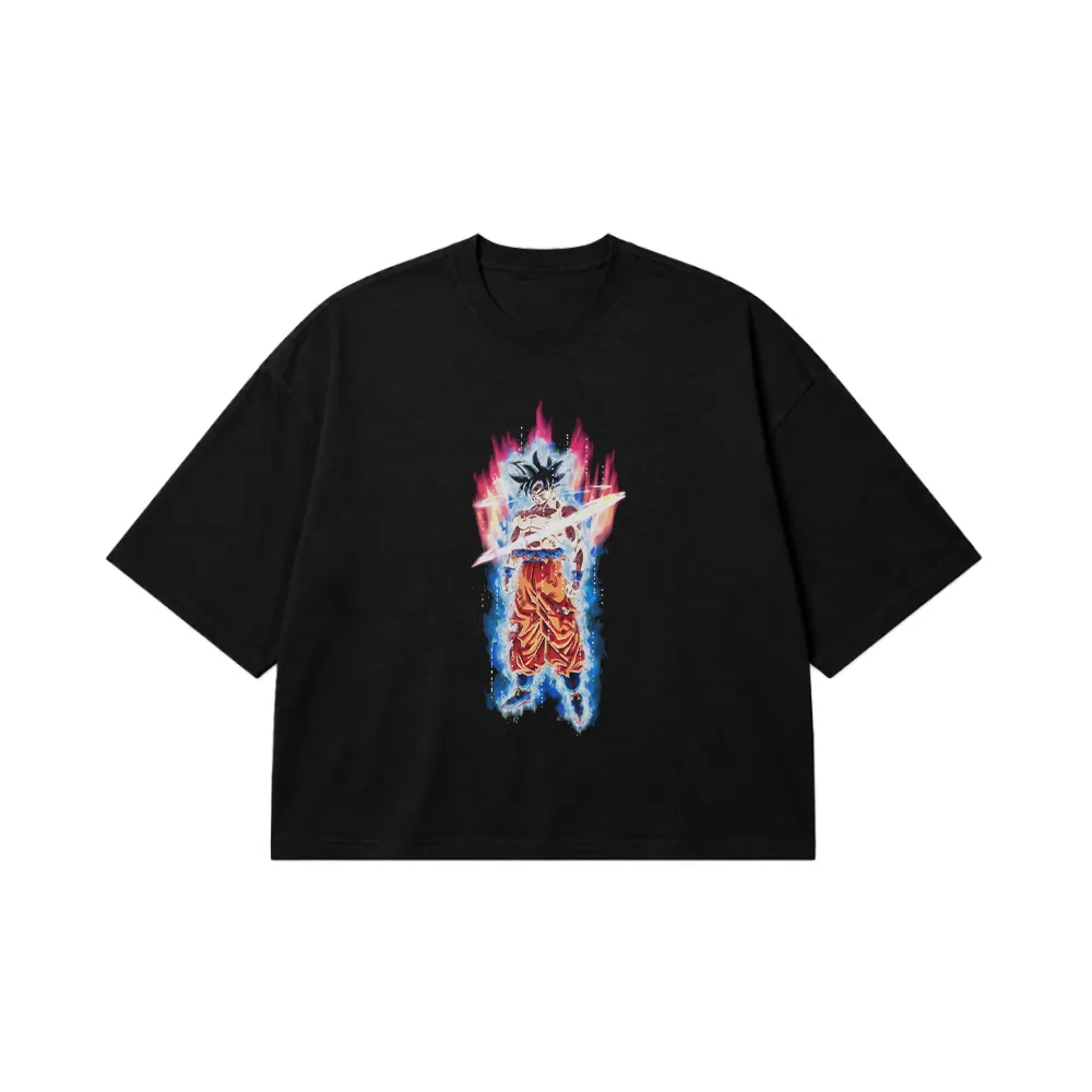 تیشرت باکسی انیمه دراگون بال طرح گوکو اولترا اینستینکت (Ultra Instinct Goku) کد 19841