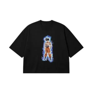 تیشرت باکسی انیمه دراگون بال طرح گوکو اولترا اینستینکت ایستاده (Ultra Instinct) کد 19842