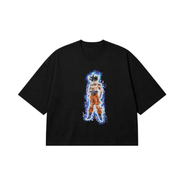 تیشرت باکسی انیمه دراگون بال طرح گوکو اولترا اینستینکت ایستاده (Ultra Instinct) کد 19842