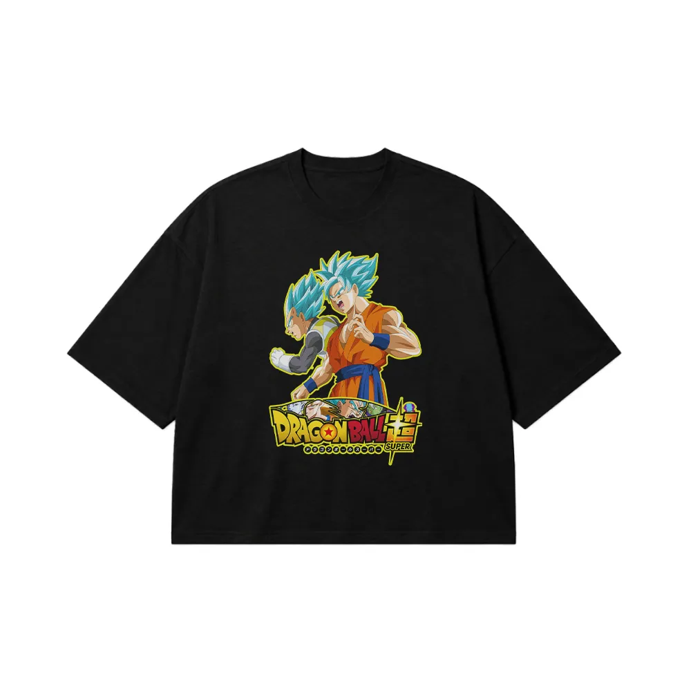 تیشرت باکسی انیمه دراگون بال طرح سوپر سایان بلو (Vegeta & Goku) کد 19851
