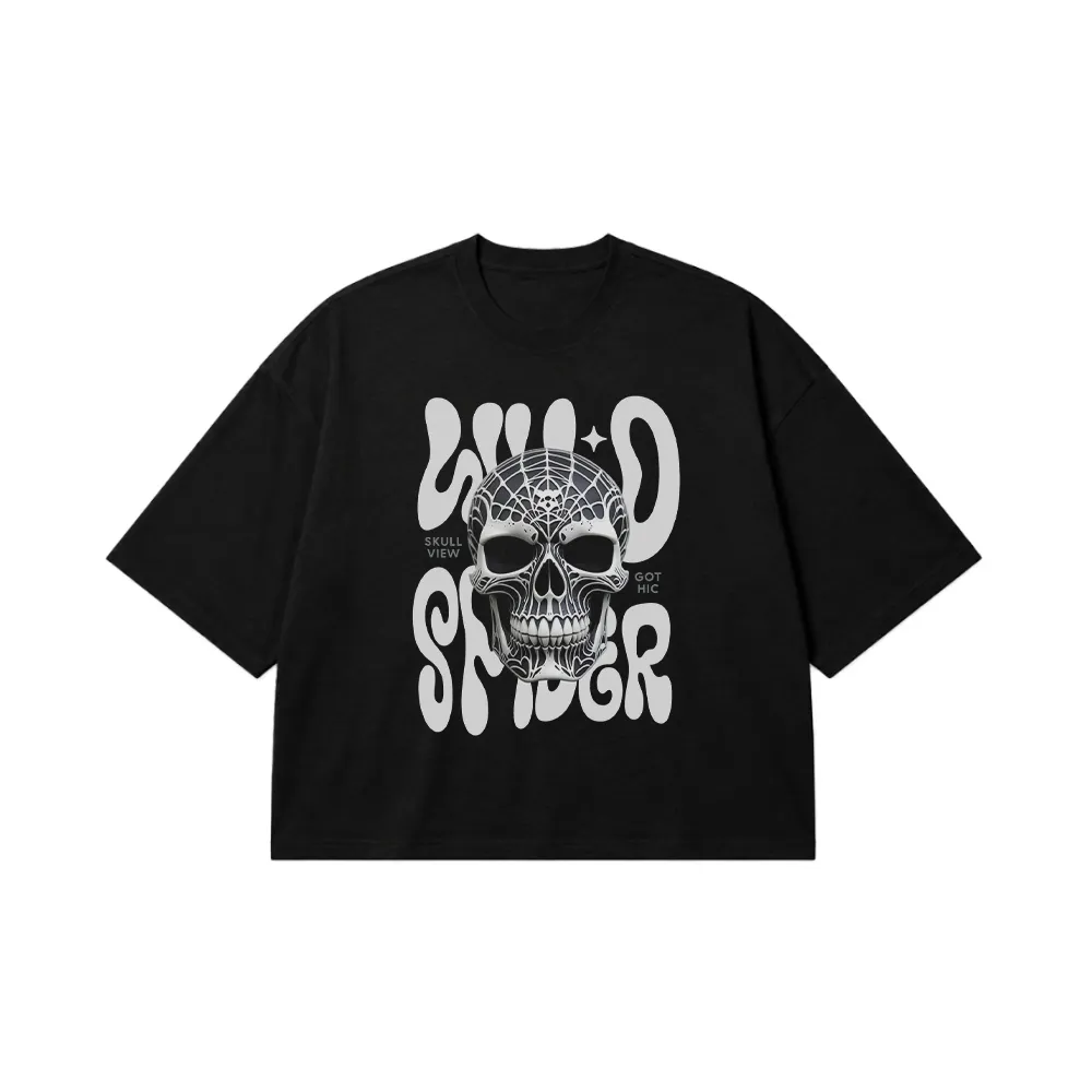 تیشرت باکسی جمجمه طرح Wild Spider کد 19928