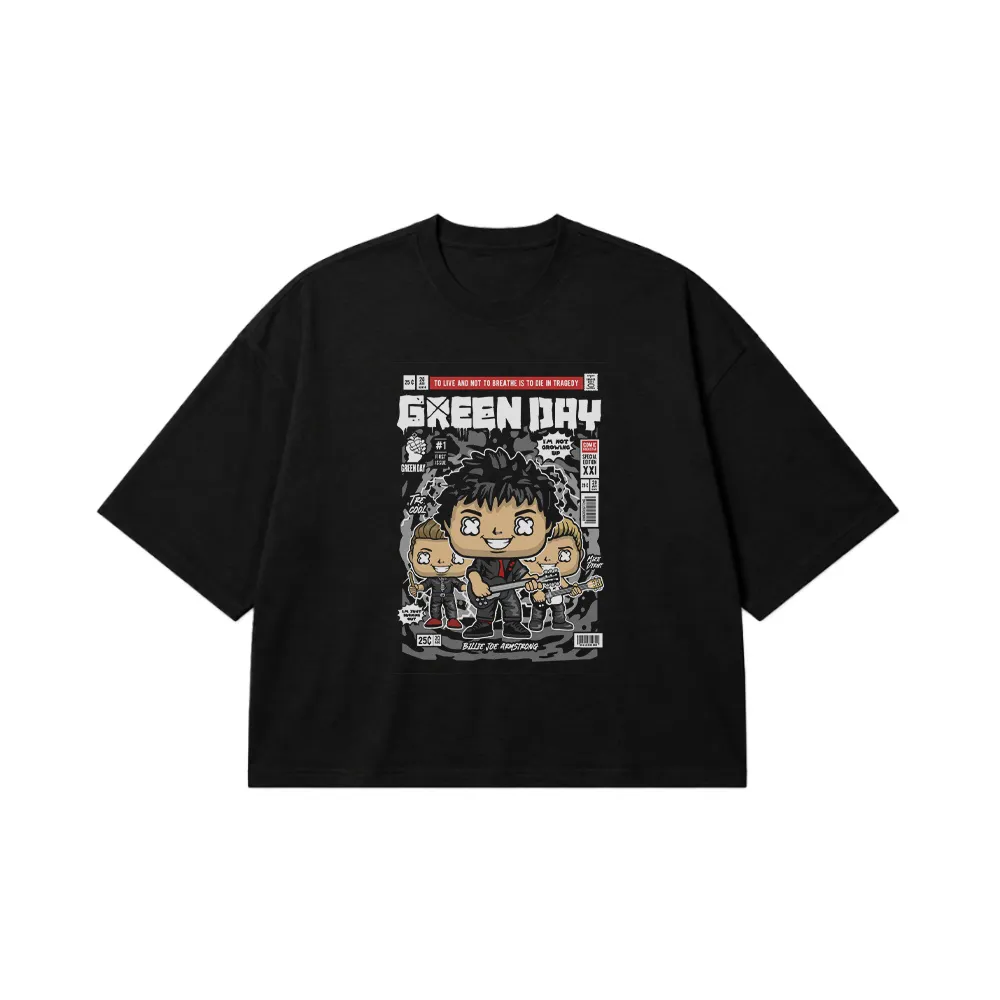 تیشرت باکسی گرین دی طرح کمیک (Green Day) کد 19957