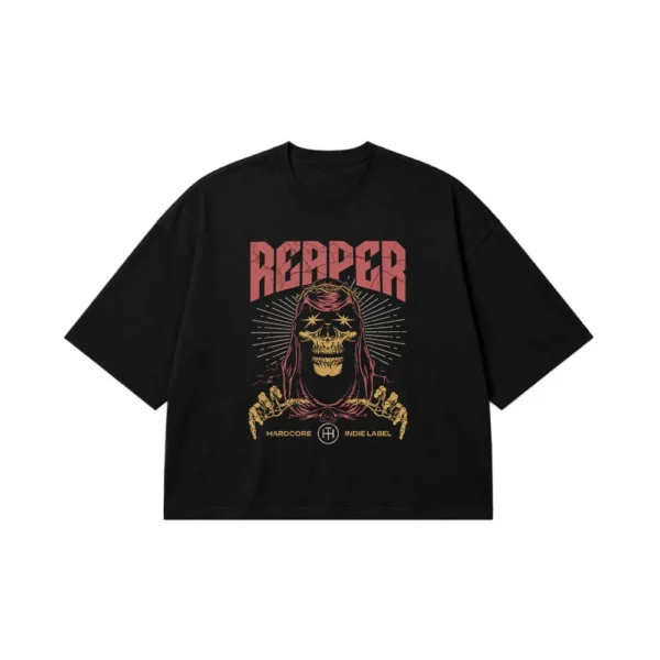 تیشرت باکسی جمجمه طرح Reaper هاردکور کد 19970