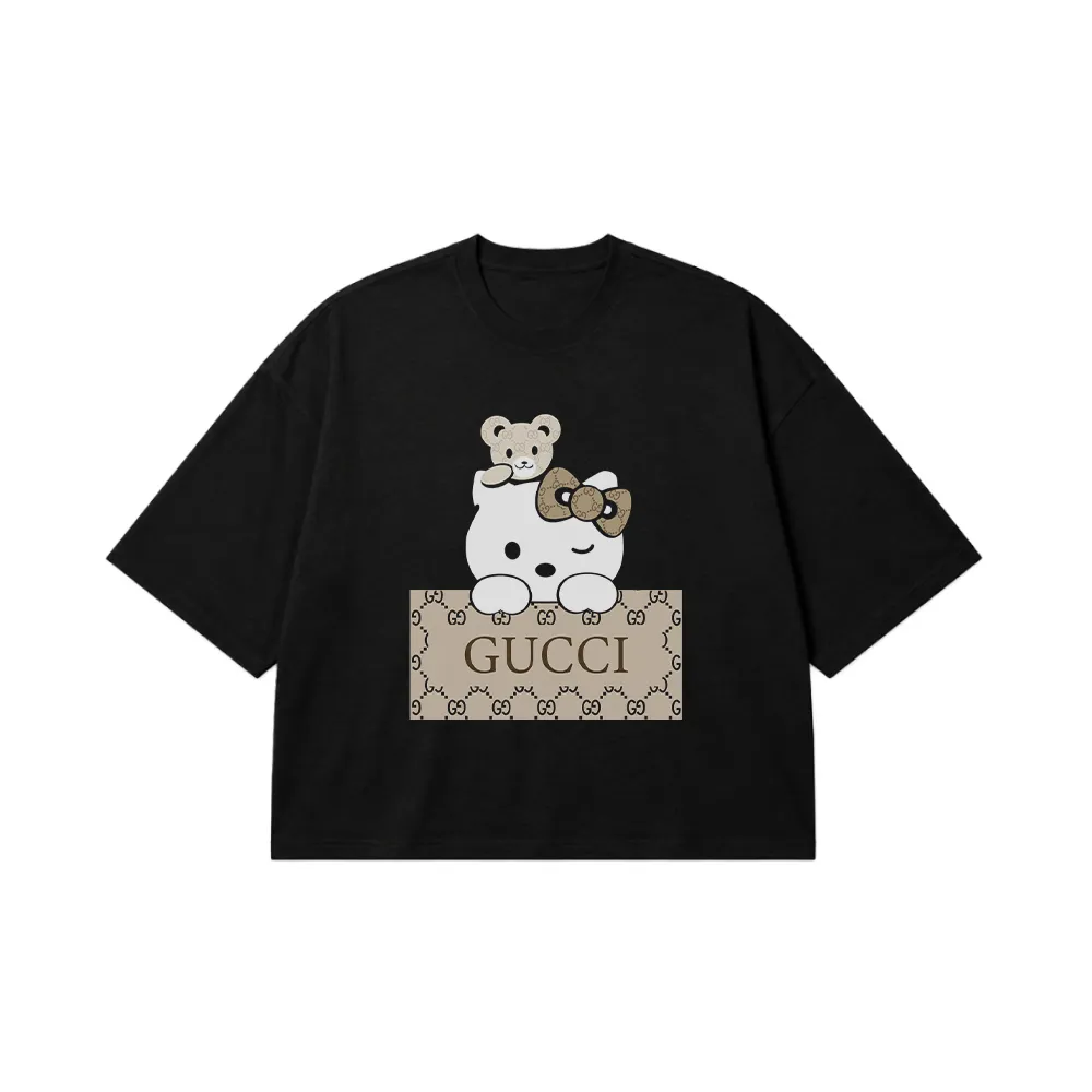 تیشرت باکسی هلو کیتی طرح گوچی (Hello Kitty Gucci) کد 20012