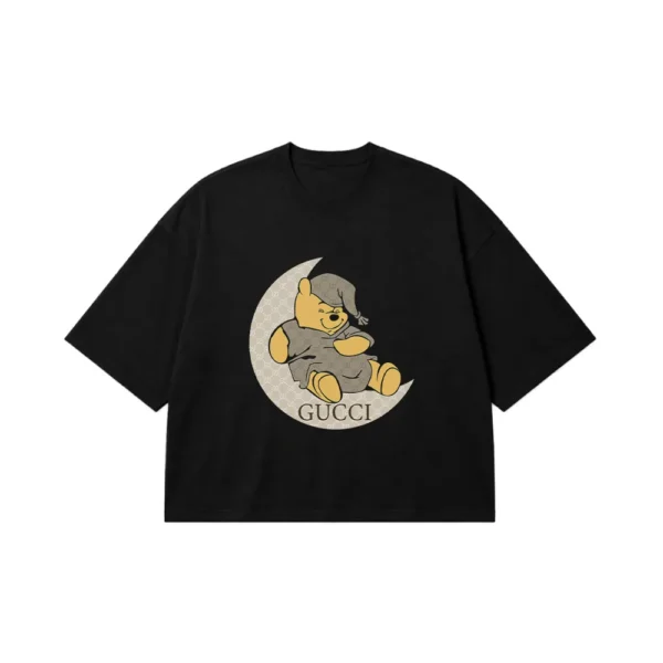 تیشرت باکسی خرس پو طرح ماه گوچی (Winnie the Pooh Gucci) کد 20019