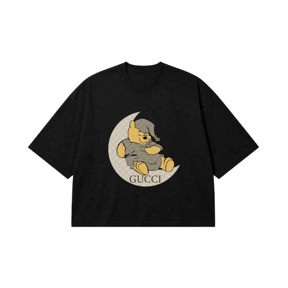 تیشرت باکسی خرس پو طرح ماه گوچی (Winnie the Pooh Gucci) کد 20019