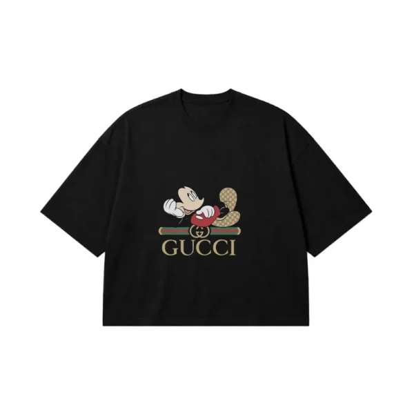 تیشرت باکسی دیزنی طرح میکی موس گوچی مشت قرمز (Disney, Gucci) کد 20034