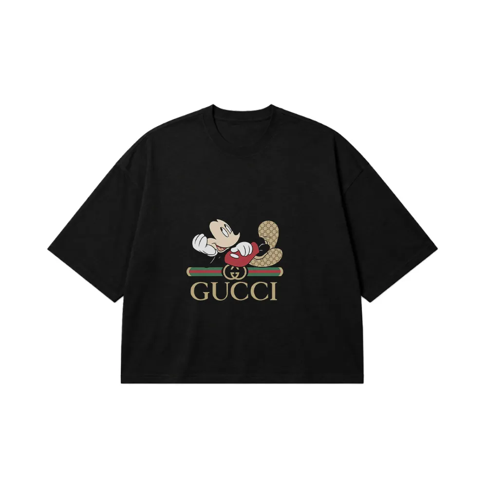 تیشرت باکسی دیزنی طرح میکی موس گوچی مشت قرمز (Disney, Gucci) کد 20034