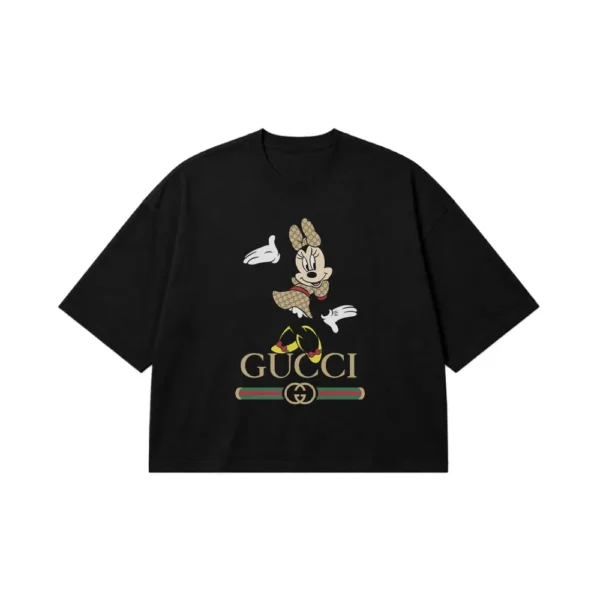 تیشرت باکسی دیزنی طرح مینی موس گوچی کفش زرد (Disney, Gucci) کد 20036