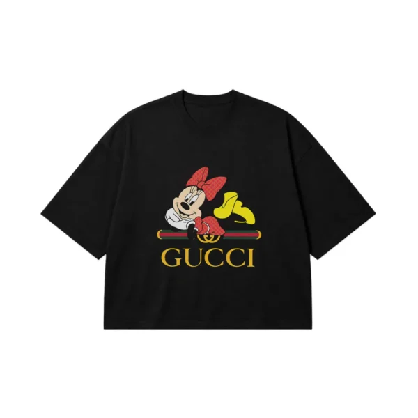 تیشرت باکسی دیزنی طرح مینی موس روبان قرمز گوچی (Disney, Gucci) کد 20042