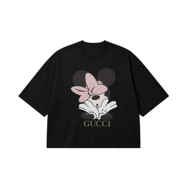 تیشرت باکسی دیزنی طرح مینی موس صورتی گوچی (Disney, Gucci) کد 20048