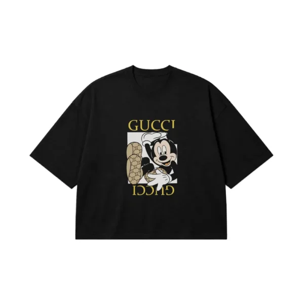 تیشرت باکسی دیزنی طرح میکی موس گوچی سفید (Disney, Gucci) کد 20050