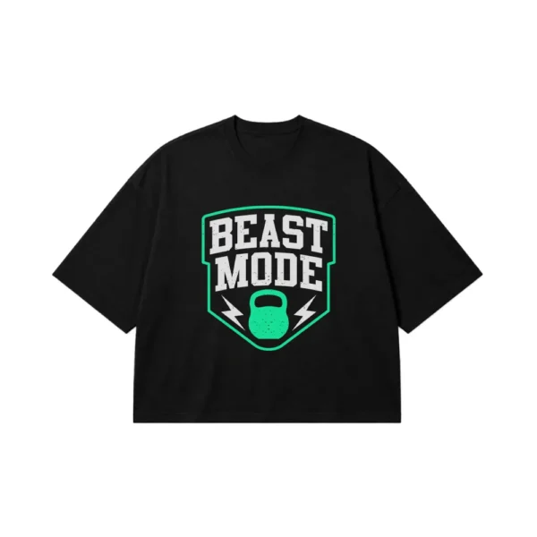 تیشرت باکسی بدنسازی طرح Beast Mode کتل‌بل کد 20114