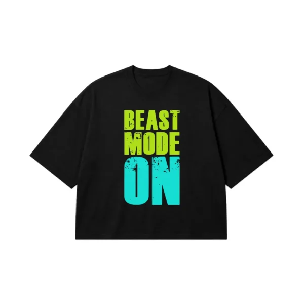 تیشرت باکسی انگیزشی طرح Beast Mode On نئونی کد 20166