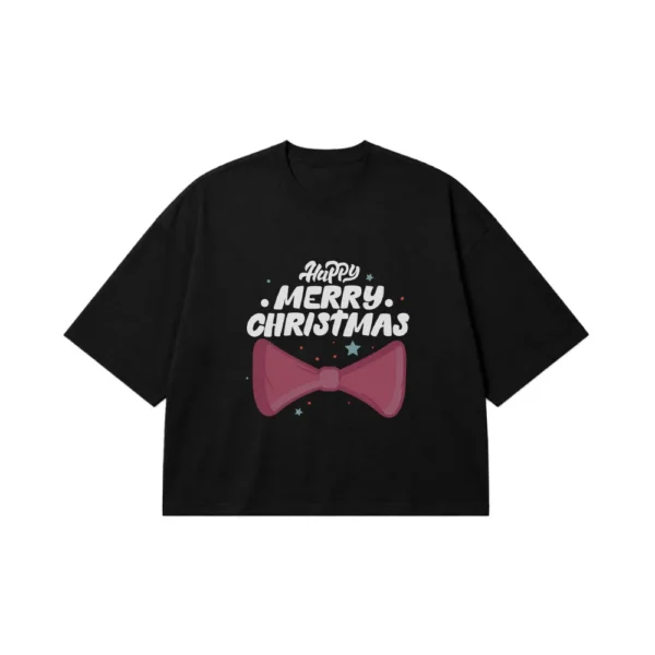 تیشرت باکسی کریسمس طرح پاپیون Merry Christmas کد 20420