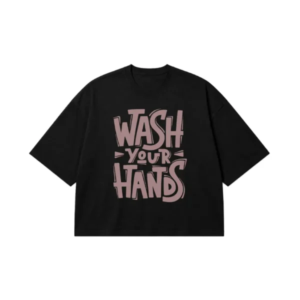 تیشرت باکسی تایپوگرافی Wash Your Hands کد 20425