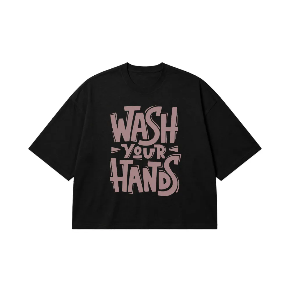 تیشرت باکسی تایپوگرافی Wash Your Hands کد 20425