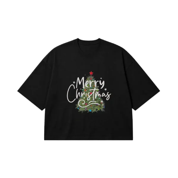 تیشرت باکسی کریسمس طرح درخت Merry Christmas کد 2043