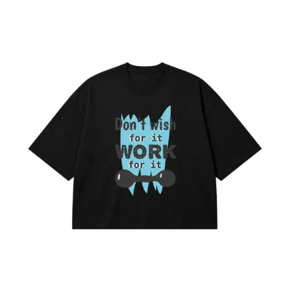 تیشرت باکسی انگیزشی بدنسازی طرح Work For It کد 20445