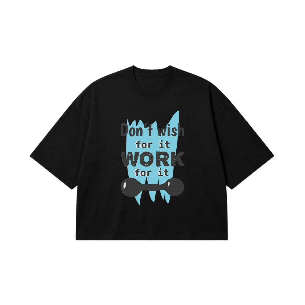 تیشرت باکسی انگیزشی بدنسازی طرح Work For It کد 20445