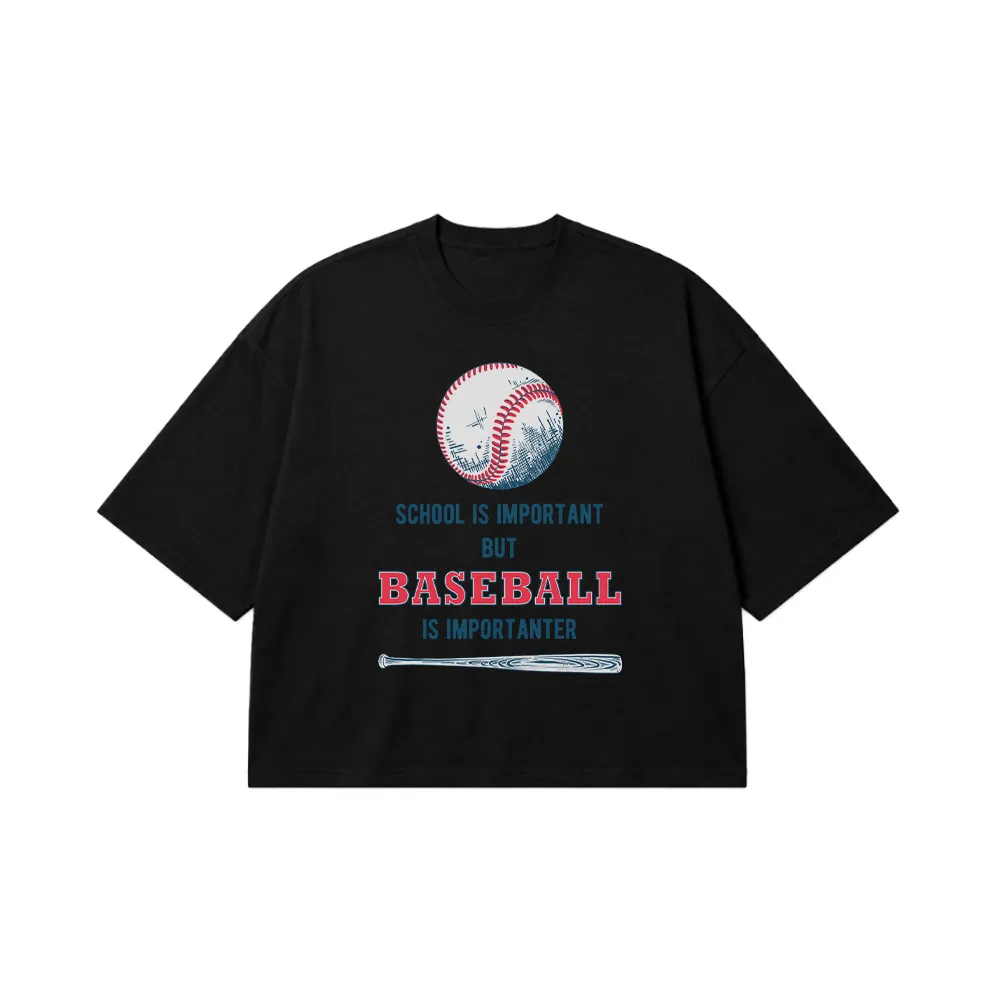 تیشرت باکسی بیسبال طرح School Is Important But Baseball Is Importanter کد 20623