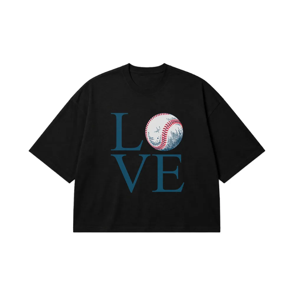 تیشرت باکسی بیسبال طرح Love Baseball کد 20627