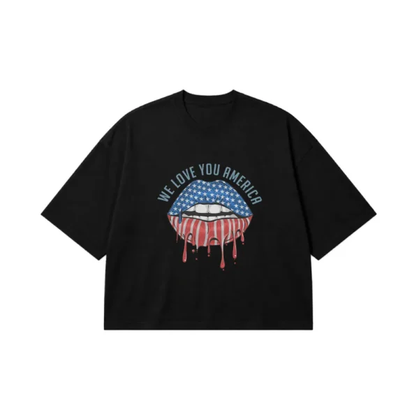 تیشرت باکسی طرح We Love You America کد 20675