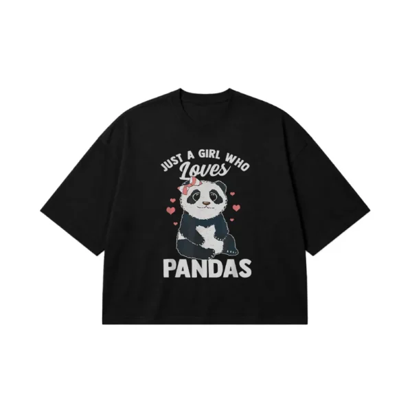 تیشرت باکسی پاندا طرح Just a Girl Who Loves Pandas کد 20788