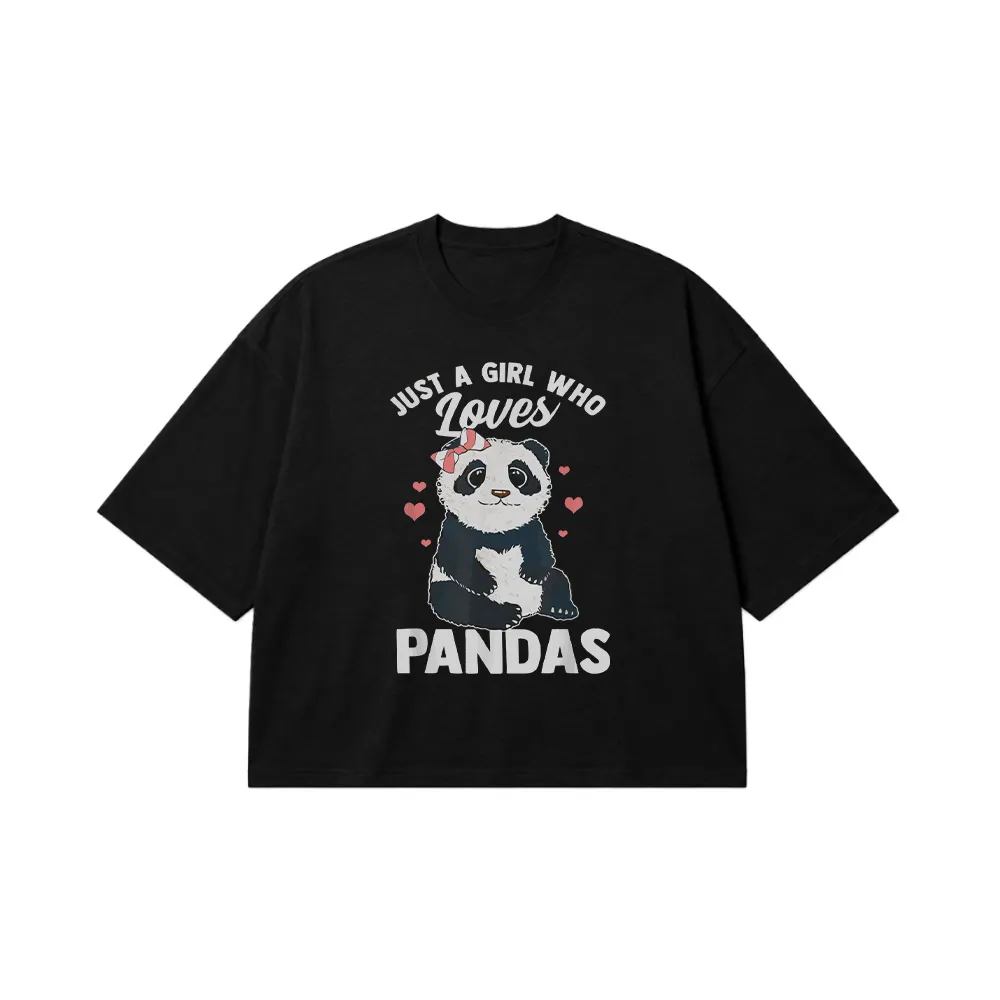 تیشرت باکسی پاندا طرح Just a Girl Who Loves Pandas کد 20788