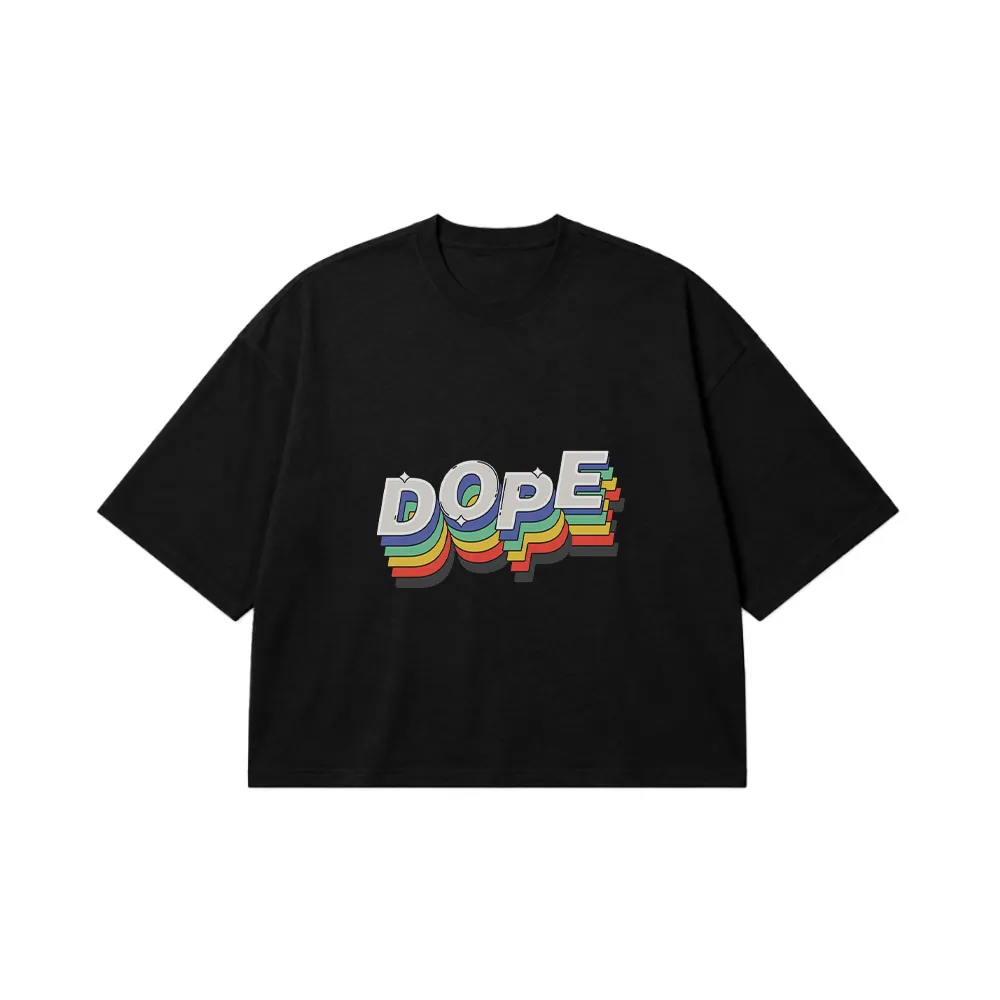 تیشرت باکسی نوشته رنگین‌کمانی Dope کد 20799