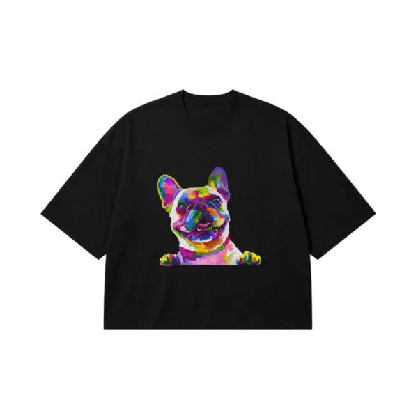 تیشرت باکسی سگ طرح پاپ آرت رنگی (Colorful Dog) کد 20873